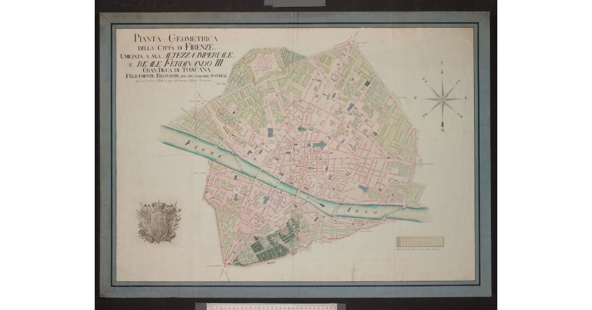Pianta geometrica della città di Firenze, umiliata a S. A. I. e R. Ferdinando III, granduca di Toscana felicemente regnante da Giovan Giacomo Pothez, geometra di prima classe, in segno della sua più profonda venerazione, anno 1814