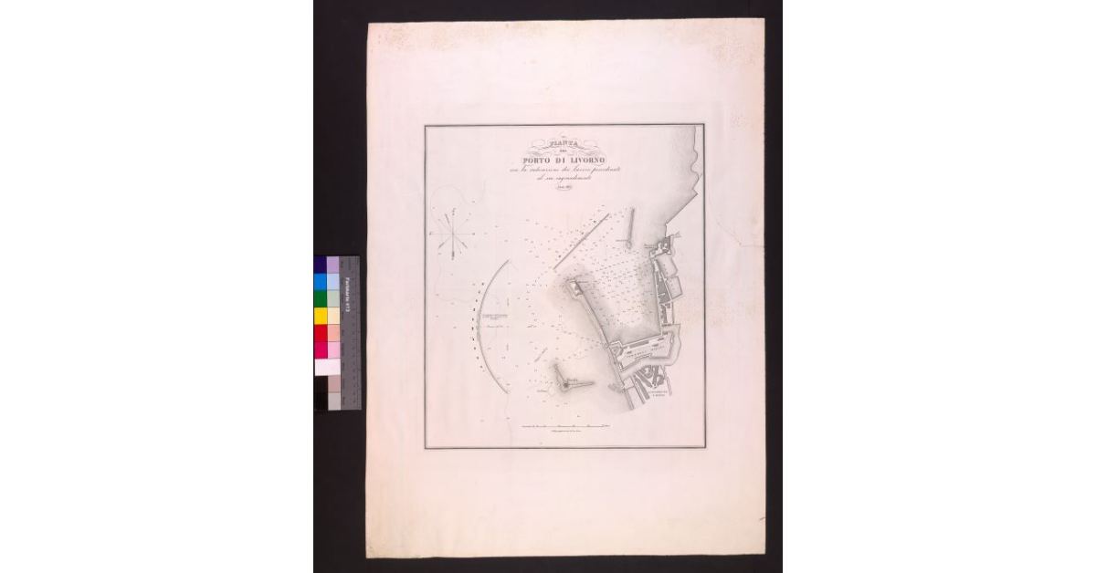 Pianta del porto di Livorno con la indicazione dei lavori preordinati al suo ingrandimento, 1853