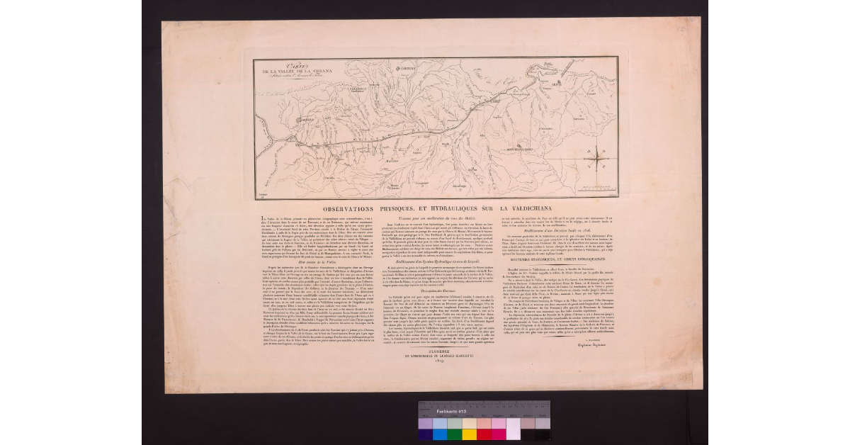 Carte de la Vallée de la Chiana, située entre l'Arno et le Tibre