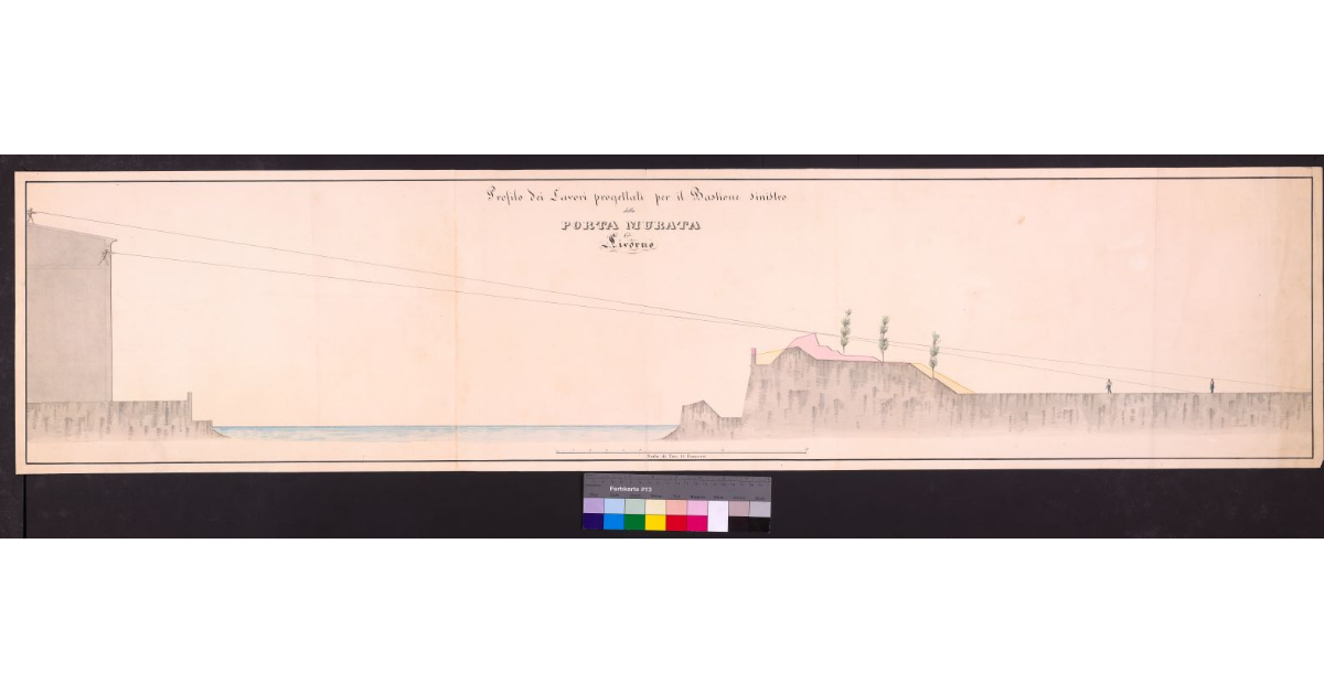 Profilo dei lavori progettati per il bastione sinistro della porta murata di Livorno