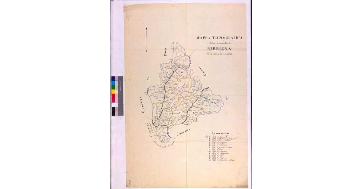 Mappa topografica della comunità di Bibbiena