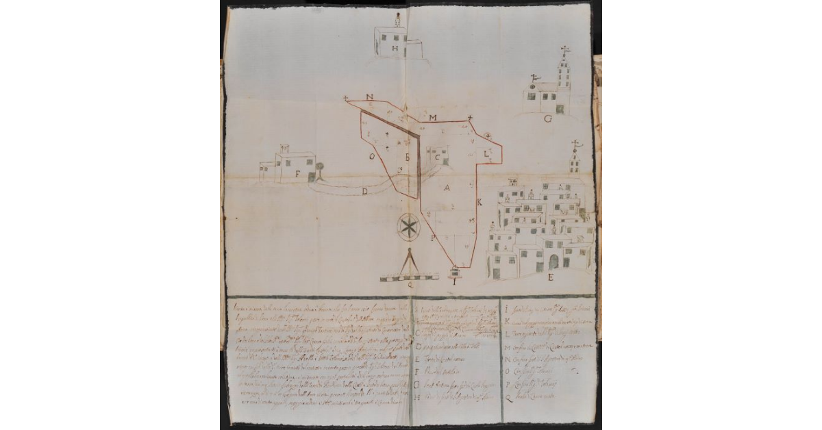 [Pianta e misura delle terre lavorative sodive e boscate poste in Corte di Castelnuovo dell'Abate, contrada Poggio di Arna]