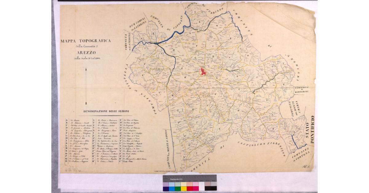 Mappa topografica della comunità di Arezzo
