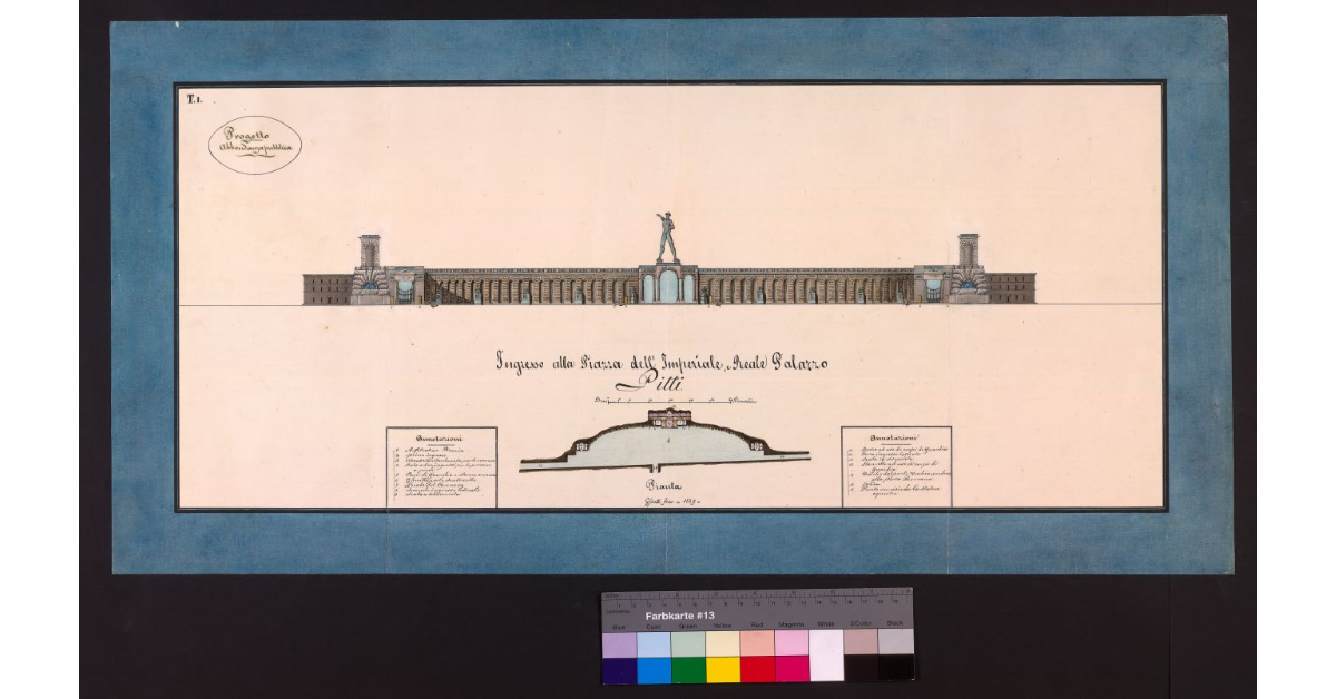Ingresso alla piazza dell'Imperiale, e Reale Palazzo Pitti [a Firenze]