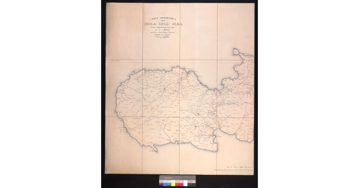 Carta geometrica dell'isola dell'Elba nella proporzione dal vero di 1:20.000 ricavata dalle mappe catastali eseguite sul terreno negli anni 1840-41