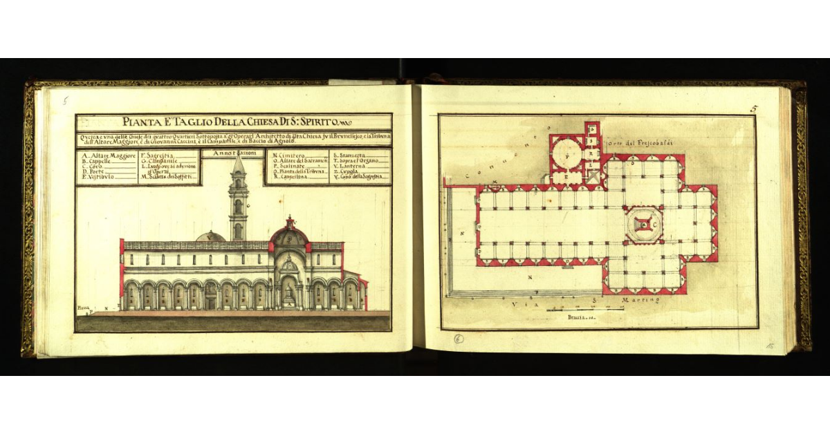 Pianta e taglio della Chiesa di S. Spirito