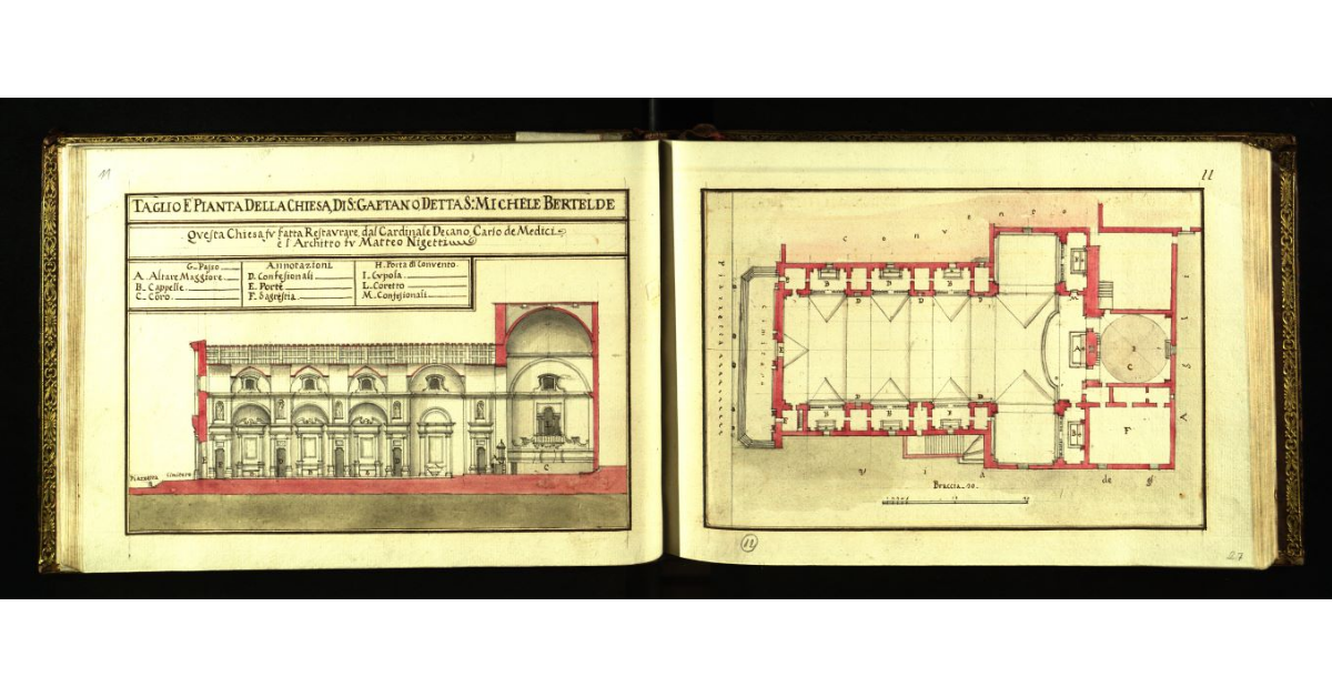 Taglio e pianta della Chiesa di S. Gaetano detta S. Michele Bertelde