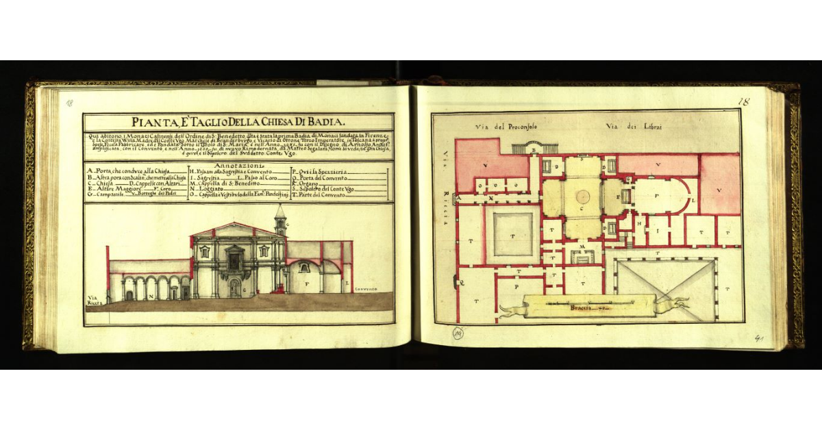 Pianta e taglio della Chiesa di Badia