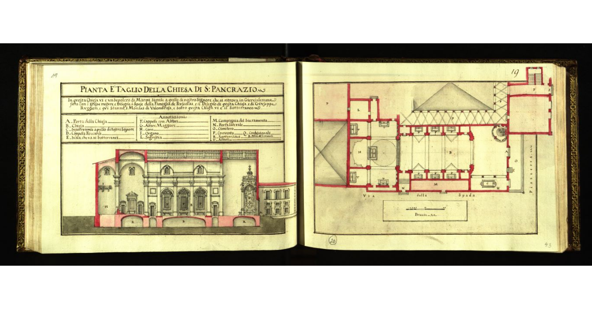 Pianta e taglio della Chiesa di S. Pancrazio