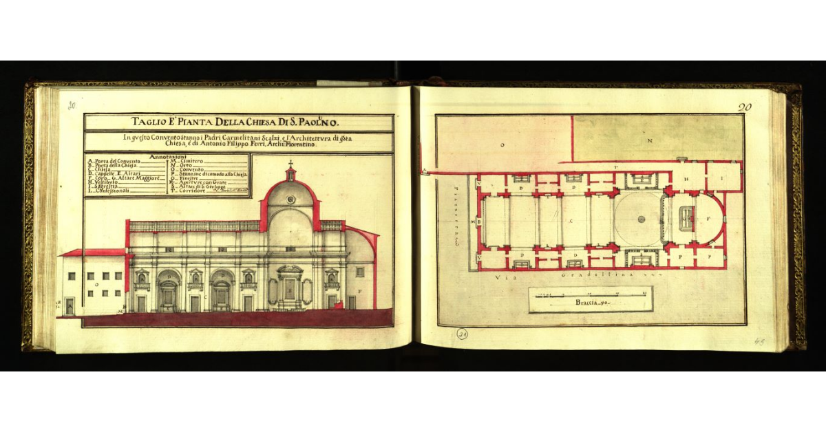 Taglio e pianta della Chiesa di S. Paolino
