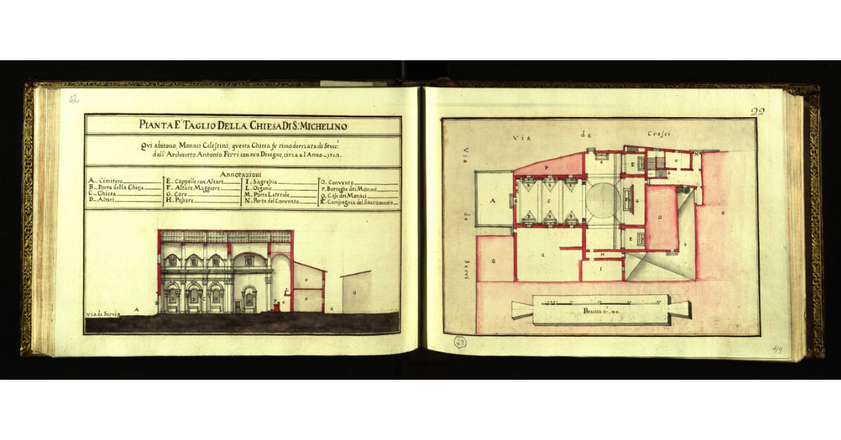 Pianta e taglio della Chiesa di S. Michelino