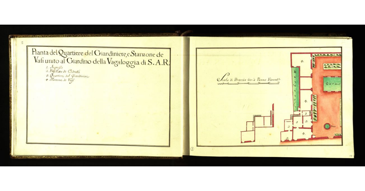 Pianta del quartiere del giardiniere e stanzone dei vasi unito al giardino della Vagaloggia di S.A.R. [a Firenze]