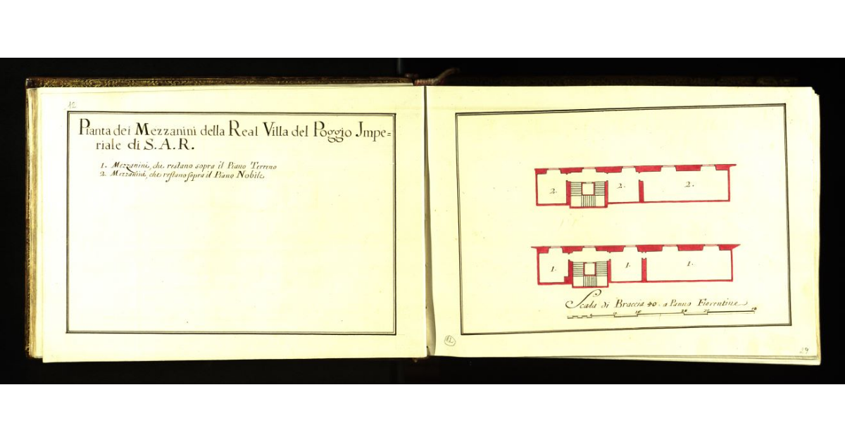 Pianta dei mezzanini della Real Villa del Poggio Imperiale di S.A.R. [a Firenze]