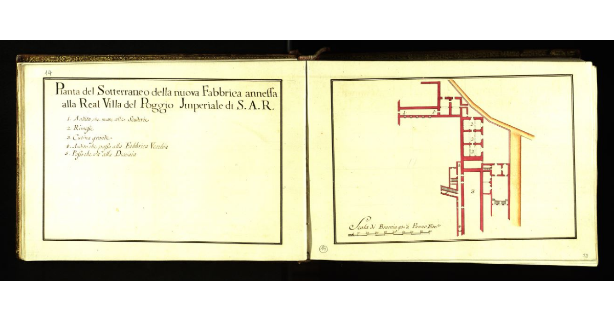 Pianta del sotterraneo della nuova fabbrica annessa alla Real Villa del Poggio Imperiale di S.A.R. [a Firenze]