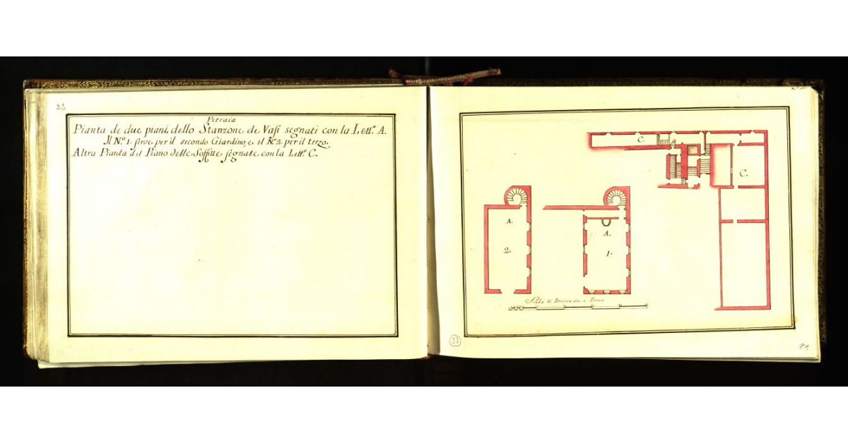 Petraia [Firenze]. Pianta de due piani dello stanzone de vasi […] altra pianta del piano delle soffitte