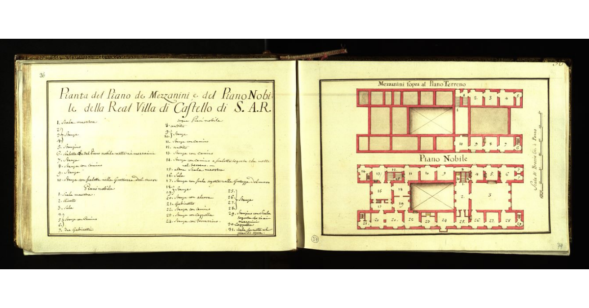 Pianta del piano de mezzanini e del piano nobile della Real Villa di Castello di S.A.R. [a Firenze]