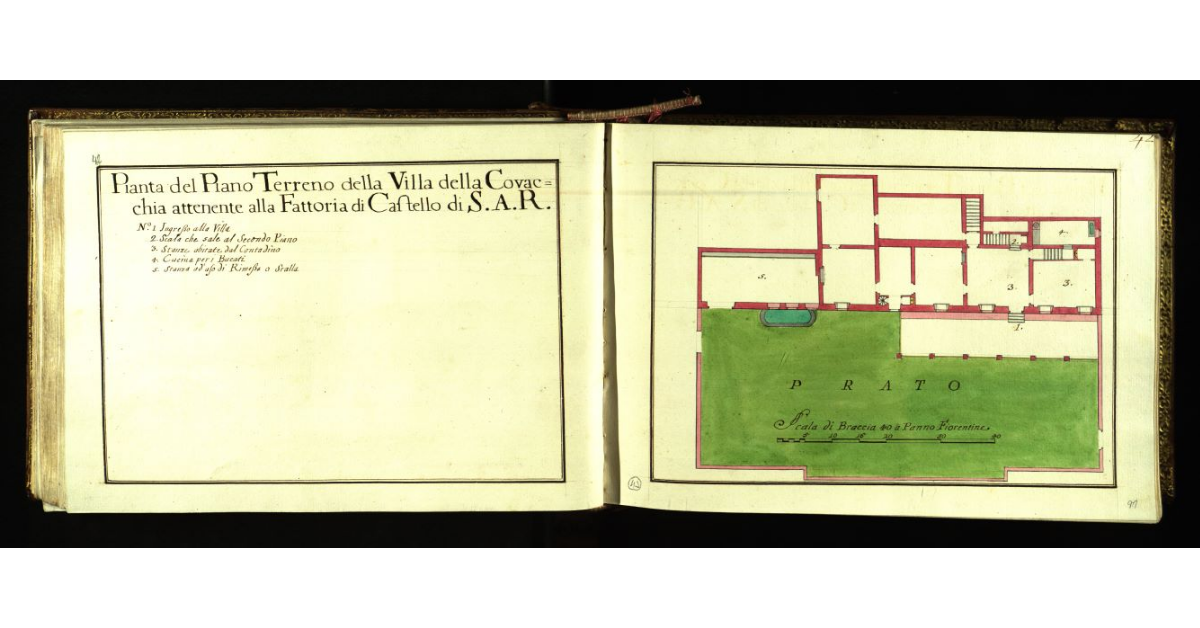 Pianta del piano terreno della Villa della Covacchia attenente alla Fattoria di Castello di S.A.R. [a Firenze]