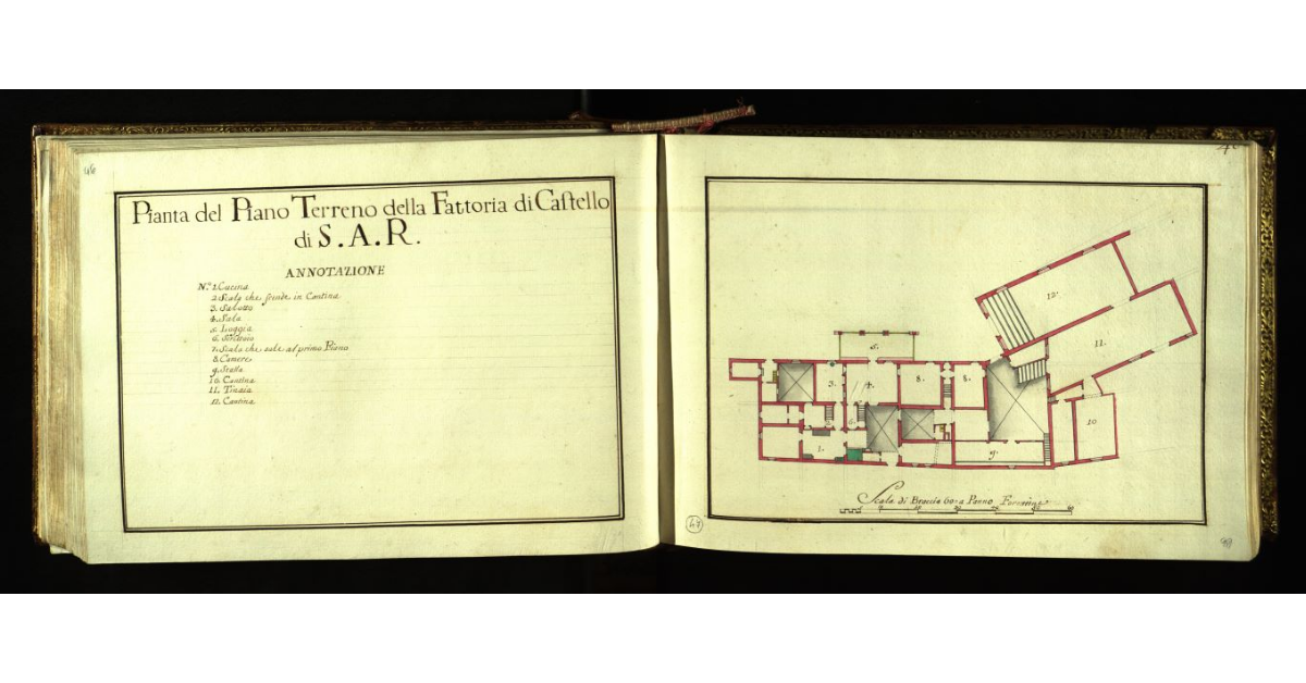 Pianta del piano terreno della Fattoria di Castello di S.A.R. [a Firenze]