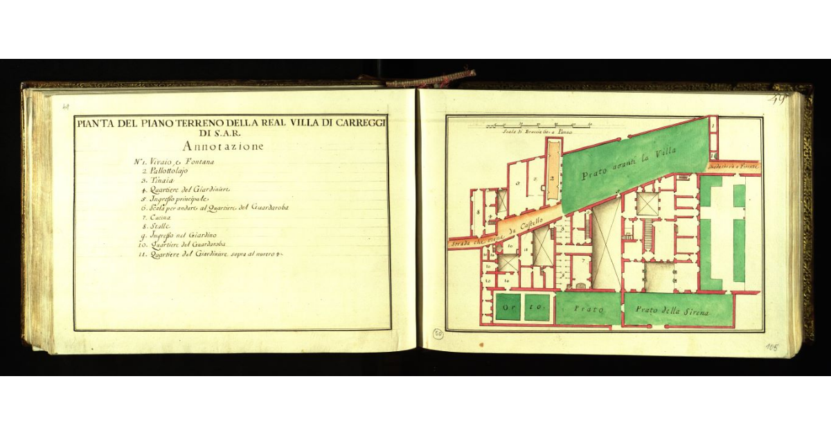 Pianta del piano terreno della Real Villa di Carreggi di S.A.R. [a Firenze]