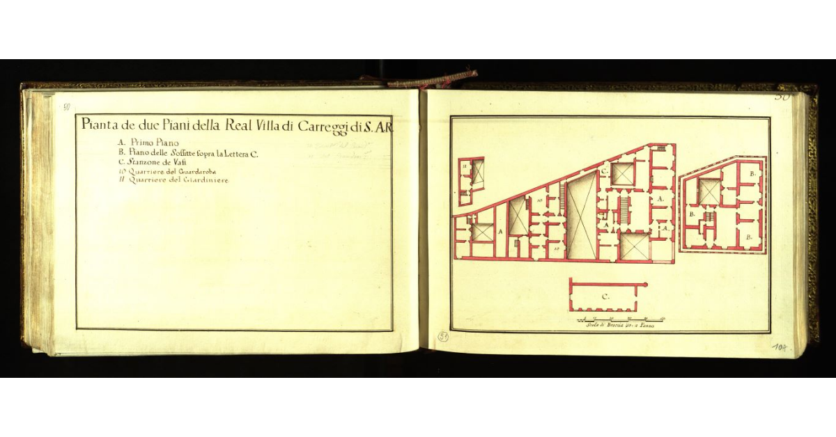 Pianta de due piani della Real Villa di Carreggi di S.A.R. [a Firenze]
