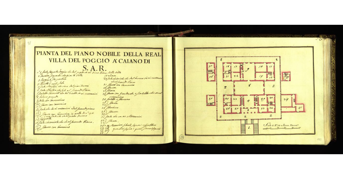 Pianta del piano nobile della Real Villa del Poggio a Caiano di S.A.R