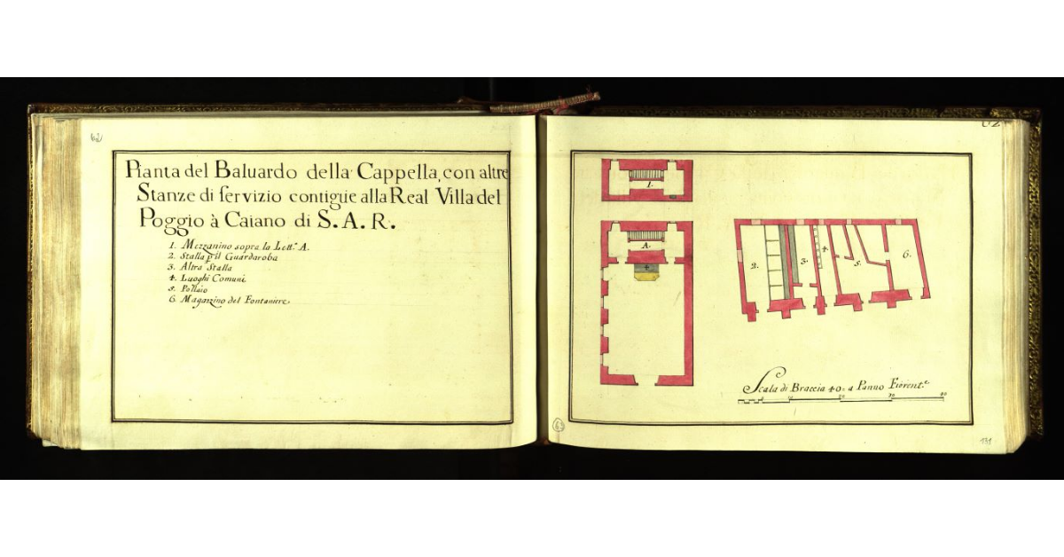 Pianta del baluardo della cappella con altre stanze di servizio contigue alla Real Villa del Poggio a Caiano di S.A.R