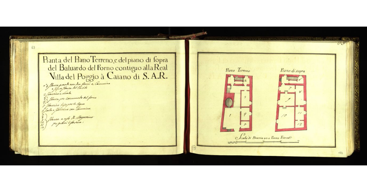 Pianta del piano terreno e del piano di sopra del baluardo del forno contiguo alla Real Villa del Poggio a Caiano di S.A.R