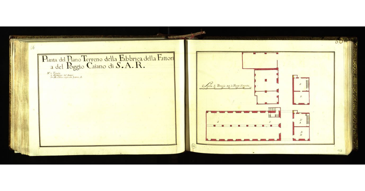 Pianta del piano terreno della Fabbrica della Fattoria del Poggio Caiano di S.A.R