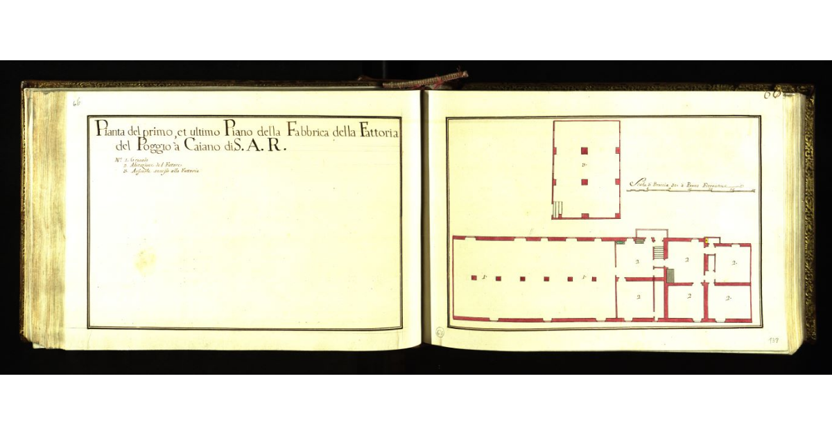 Pianta del primo et ultimo piano della Fabbrica della Fattoria del Poggio a Caiano di S.A.R