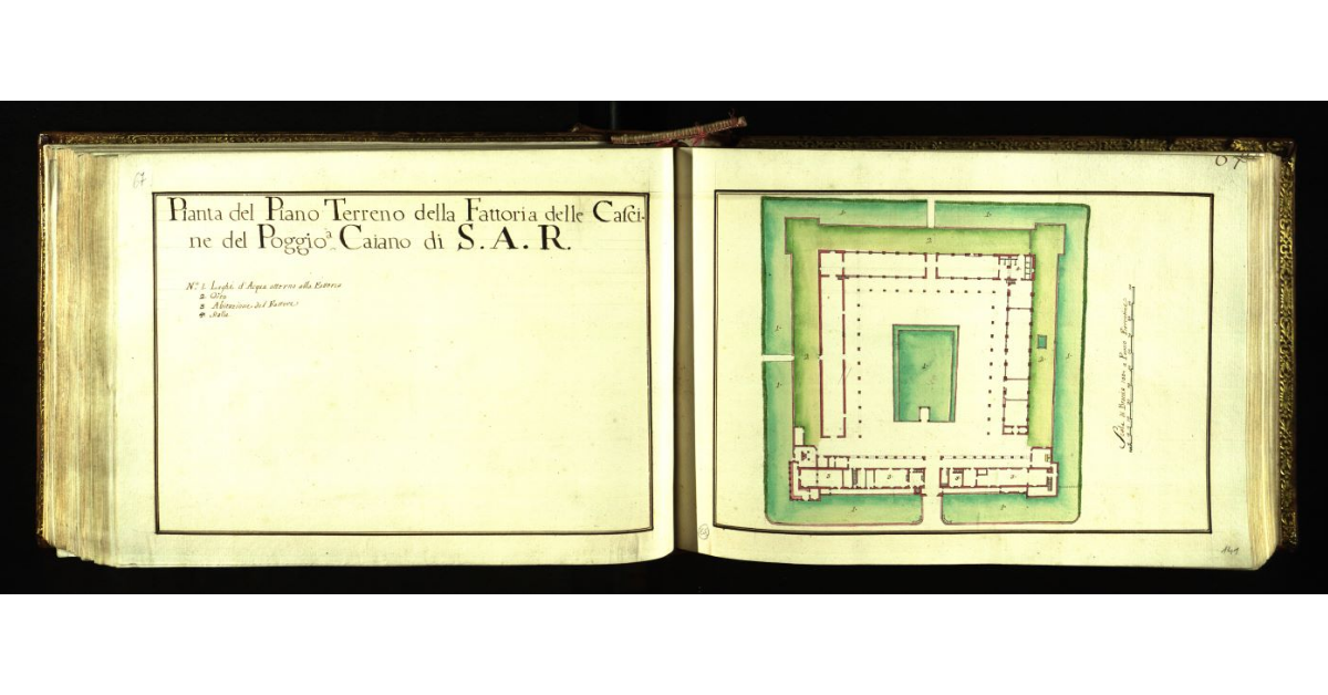 Pianta del piano terreno della Fattoria delle Cascine del Poggio a Caiano di S.A.R