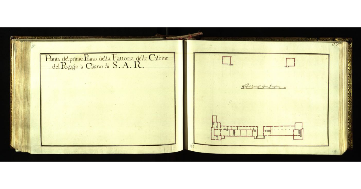 Pianta del primo piano della Fattoria delle Cascine del Poggio a Caiano di S.A.R