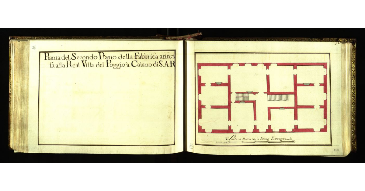 Pianta del secondo piano della fabbrica annessa alla Real Villa del Poggio a Caiano di S.A.R