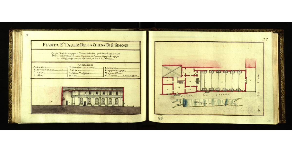 Pianta e taglio della Chiesa di S. Simone