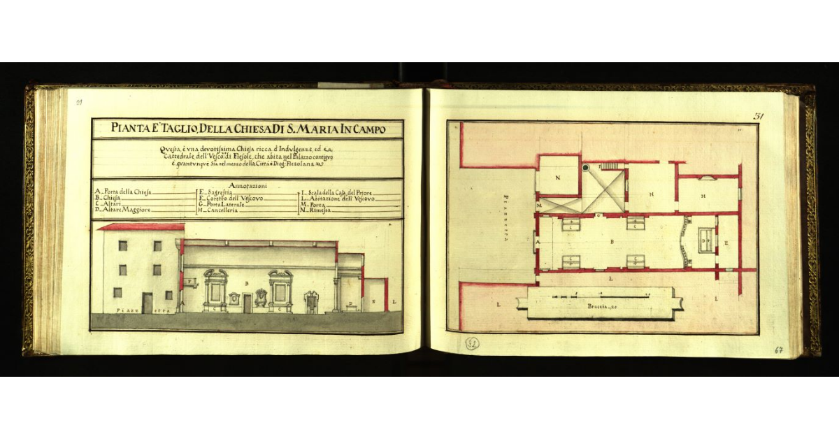 Pianta e taglio della Chiesa di S. Maria in Campo