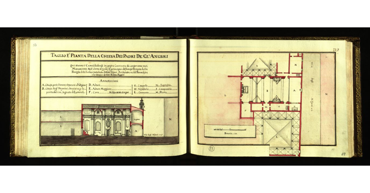 Taglio e pianta della Chiesa dei Padri de gl’Angioli