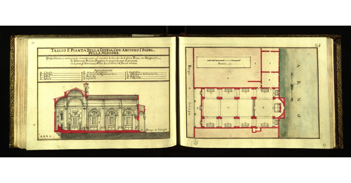 Taglio e pianta della Chiesa che abitono i Padri della Missione