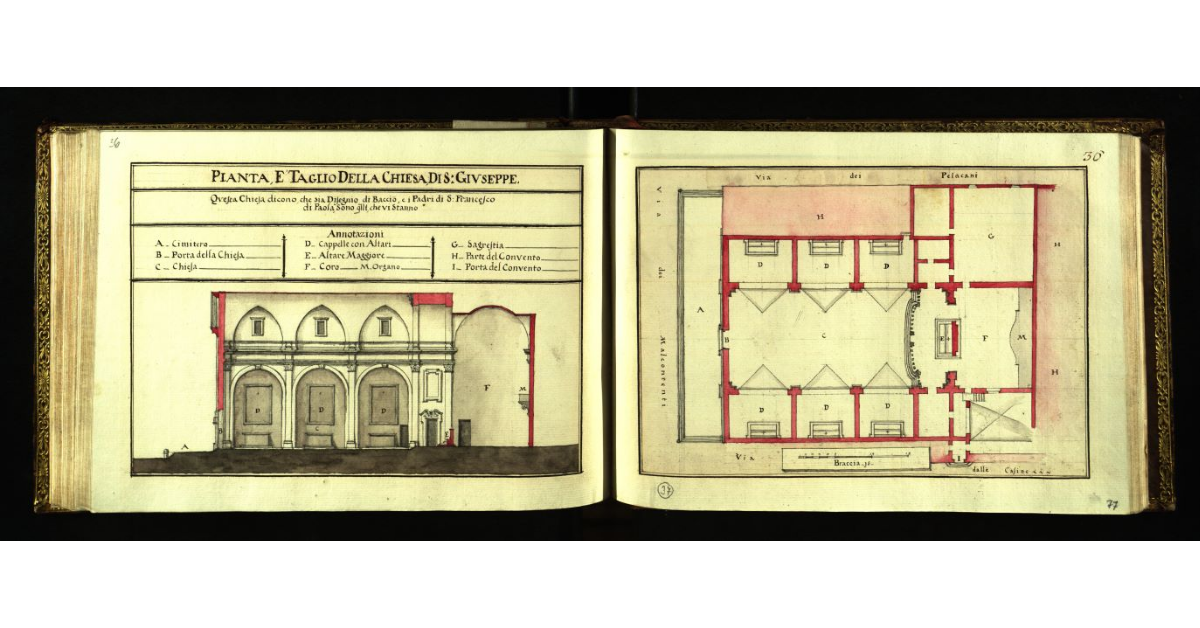Pianta e taglio della Chiesa di S. Giuseppe