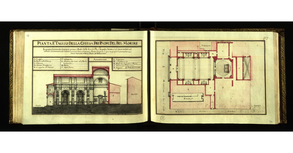 Pianta e taglio della Chiesa dei Padri del Bel’Morire