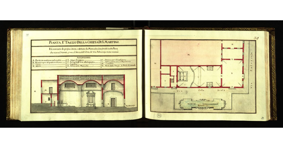 Pianta e taglio della Chiesa di S. Martino