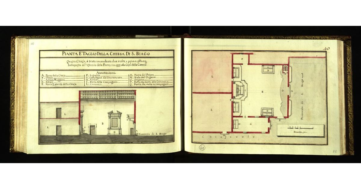 Pianta e taglio della Chiesa di S. Biagio