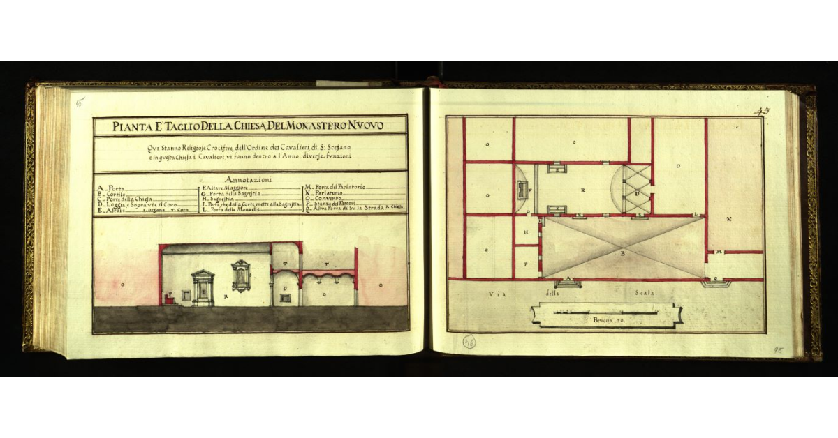 Pianta e taglio della Chiesa del Monastero Nuovo