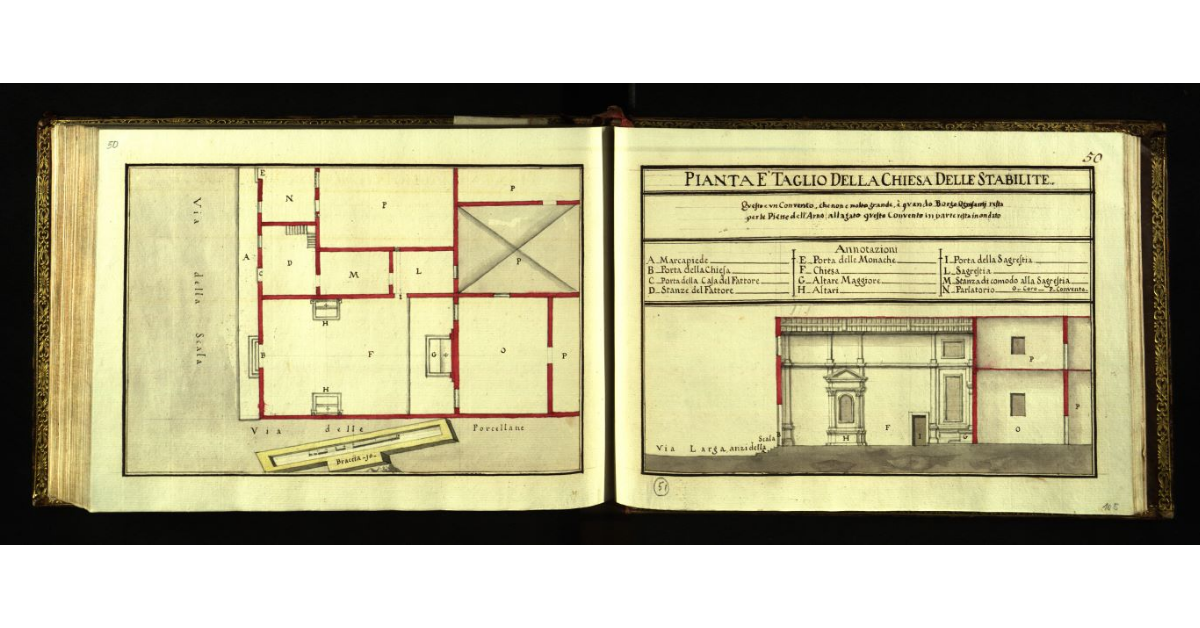 Pianta e taglio della Chiesa delle Stabilite