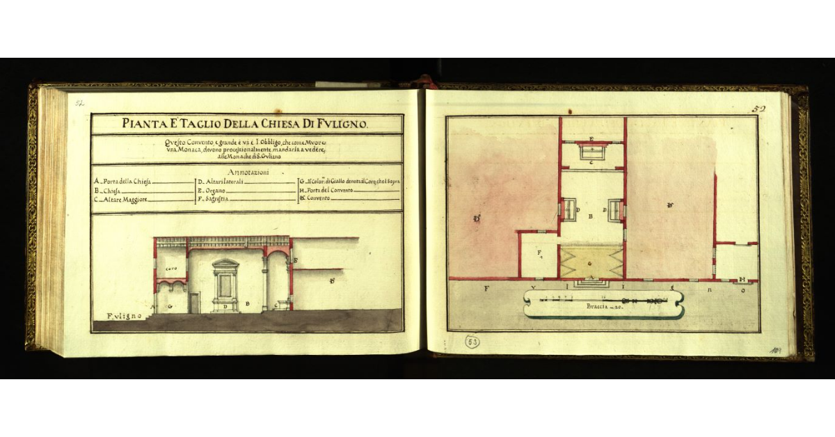 Pianta e taglio della Chiesa di Fuligno