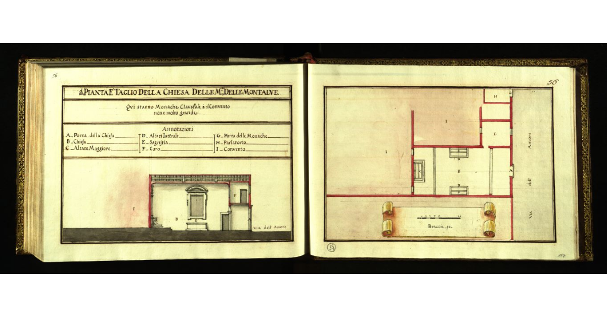 Pianta e taglio della Chiesa delle Monache delle Montalve