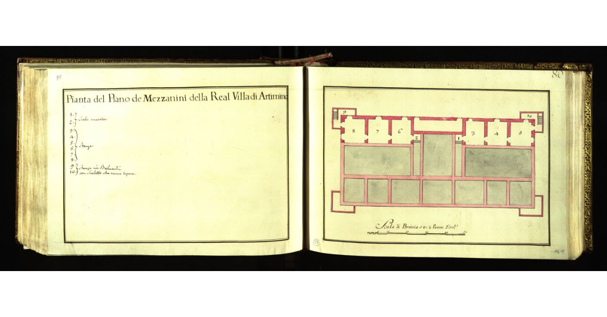Pianta del piano de mezzanini della Real Villa di Artimino