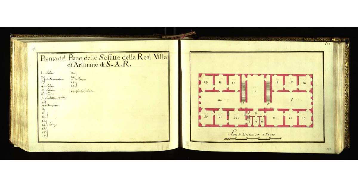 Pianta del piano delle soffitte della Real Villa di Artimino di S.A.R