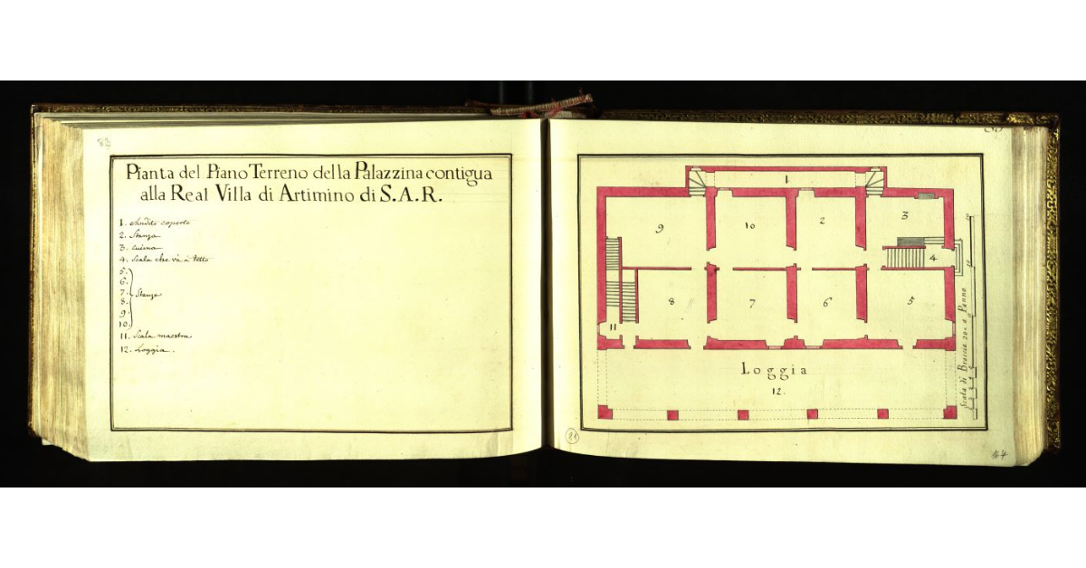 Pianta del piano terreno della palazzina contigua alla Real Villa di Artimino di S.A.R