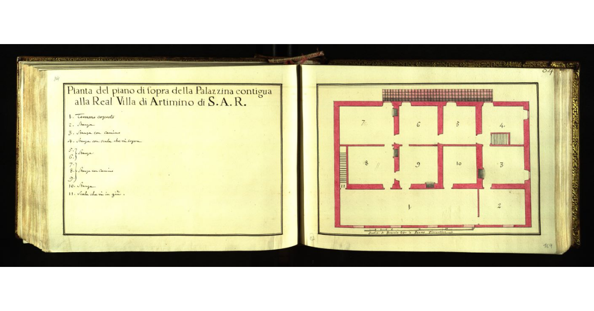 Pianta del piano di sopra della palazzina contigua alla Real Villa di Artimino di S.A.R