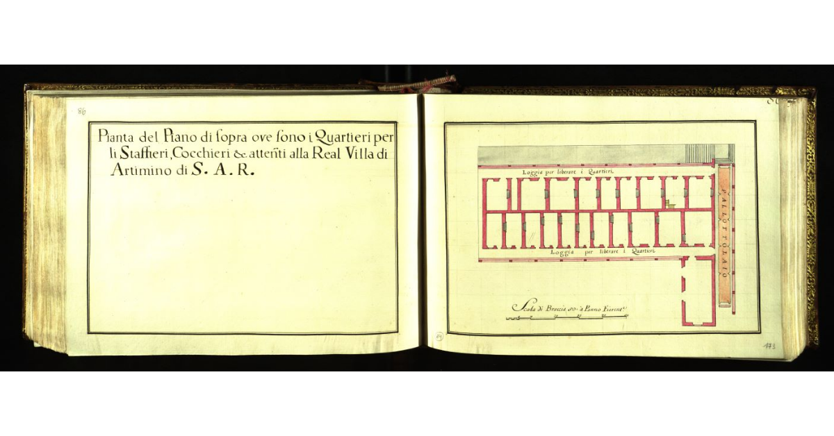 Pianta del piano di sopra ove sono i quartieri per li staffieri, cocchieri, & attenenti alla Real Villa di Artimino di S.A.R