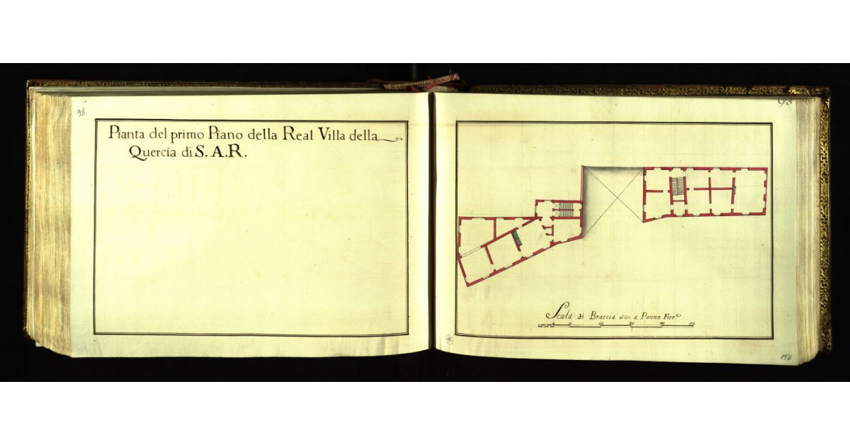 Pianta del primo piano della Real Villa della Quercia di S.A.R